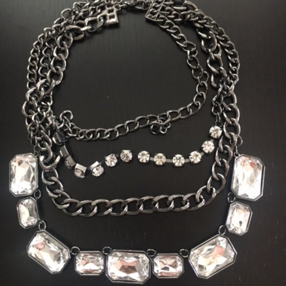 A crystal encrusted heavy metal collar necklace